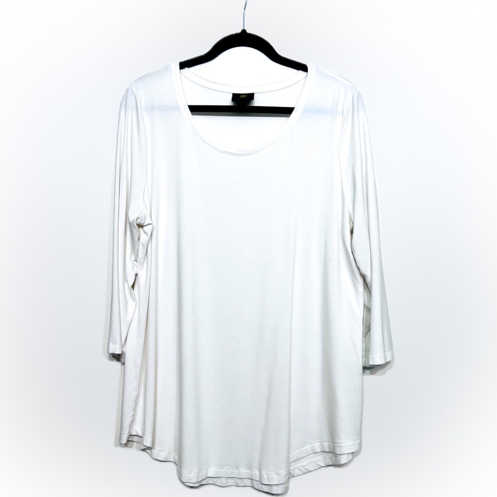 JM Collection White Scoop Neck Top – Size L,  NWOT